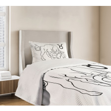 Hand Drawn Bull Bedspread Set