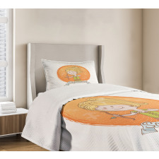 Cartoon Girl Bow Bedspread Set