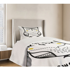Doodle Style Owl Bedspread Set