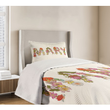 Blooming Flower Letters Bedspread Set