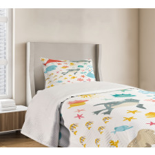 Colorful Ocean Animals Bedspread Set