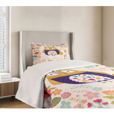 Colorful Bird and Flowers Bedspread Set