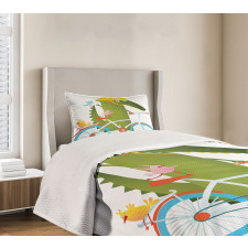 Crocodile Friends Bicycle Bedspread Set