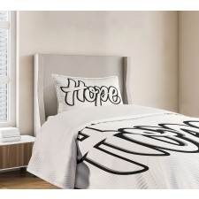 Hand Drawn Uplifting Words Bedspread Set