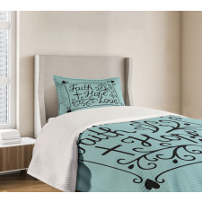 Flowers Hearts Hope Themed Bedspread Set