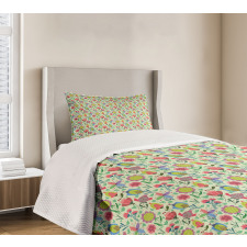 Doodle Blooming Tulips Bedspread Set