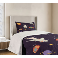 Astronaut Deer in Space Bedspread Set