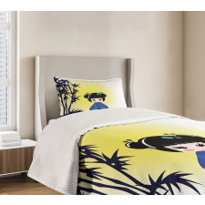 Kokeshi Doll Bamboo Tree Bedspread Set