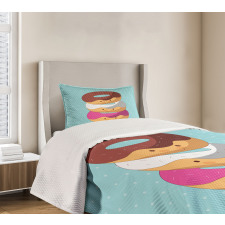 Kawaii Cartoon Donuts Bedspread Set