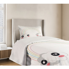 Kids Happy Rainbow Clouds Bedspread Set