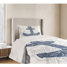 Doodle Marine Motif Bedspread Set