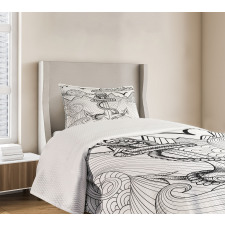 Zentangle Ocean Clouds Bedspread Set