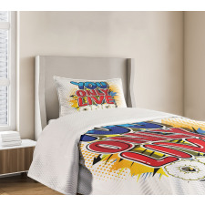 Cartoon Style Life Message Bedspread Set