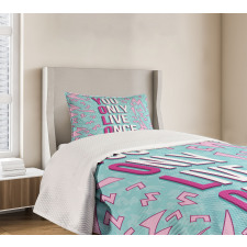 Abstract Shapes and Words Bedspread Set