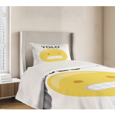 Funny Emoji Face Slogan Bedspread Set