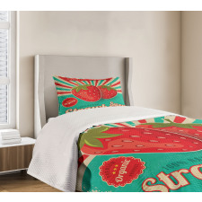 Retro Poster Strawberries Bedspread Set