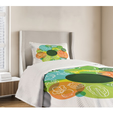 Doodle Vegan Pattern Bedspread Set