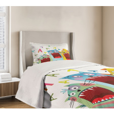 Cartoon Cats and Rat Bedspread Set