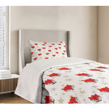 Hipster Foxes Hats Bedspread Set