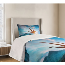 Man Jumping over Rocks Bedspread Set