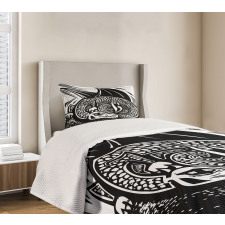 Curled up Dragon Sketch Bedspread Set