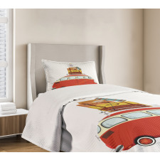 Cartoon Retro Minivan Bedspread Set