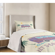 Grunge Beach Words Bedspread Set