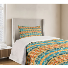 Folk Motifs Strips Bedspread Set