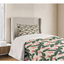 Exotic Flora and Leaves Bedspread Set