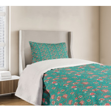 Abstract Flowers Dots Bedspread Set