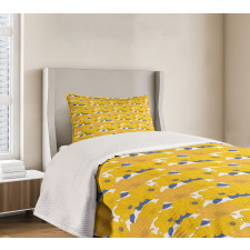 Abstract Blue Foliage Bedspread Set