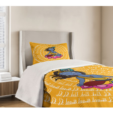 Ancient Calligraphy Circle Bedspread Set