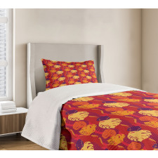 Hawaii Foliage Silhouettes Bedspread Set