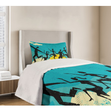 Grunge Silhouette Dancing Bedspread Set