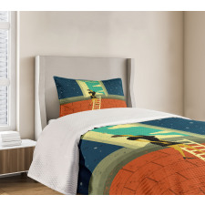 Woman on Ladder Bedspread Set