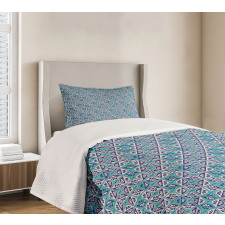 Geometric Contrast Leaf Bedspread Set