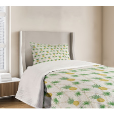 Palm Tree Pineapples Bedspread Set