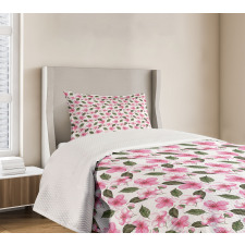 Watercolor Sakura Design Bedspread Set