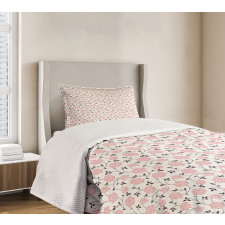 Pink Roses and Peonies Bedspread Set
