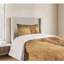 Male Lion Grass Field Bedspread Set