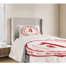 Number Grunge Stamp Bedspread Set