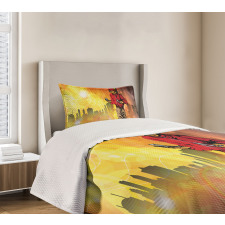 Rap Music City Skyline Bedspread Set