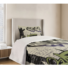 Grafitti Art on Walls Bedspread Set