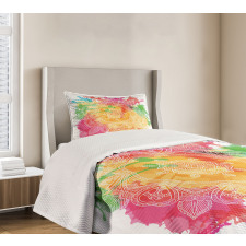 Outline Flower Bedspread Set