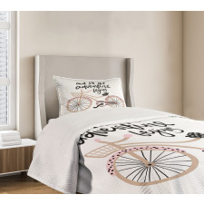 Bicyclend Words Bedspread Set