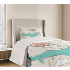 Teddy Bear on Biplane Bedspread Set