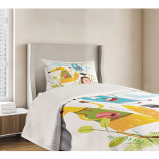 Playing Animals in Garden Bedspread Set