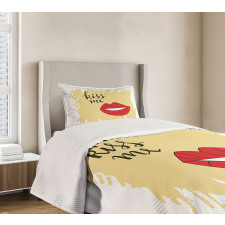 Feminine Romantic Words Bedspread Set