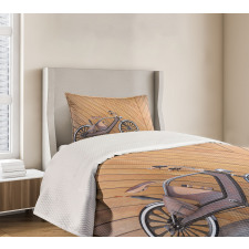 Vintage Bicycle Wall Bedspread Set