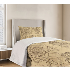 Hand-Drawn Machines Bedspread Set